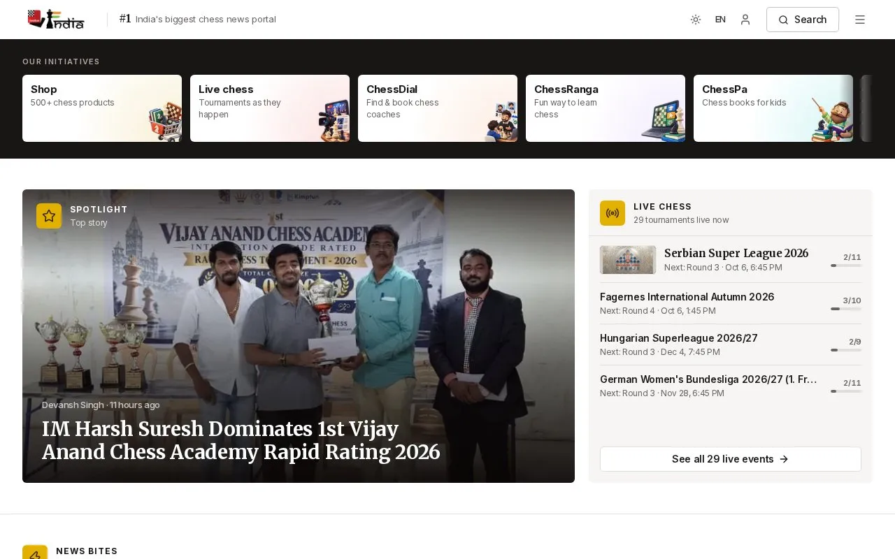 ChessBase homepage screenshot