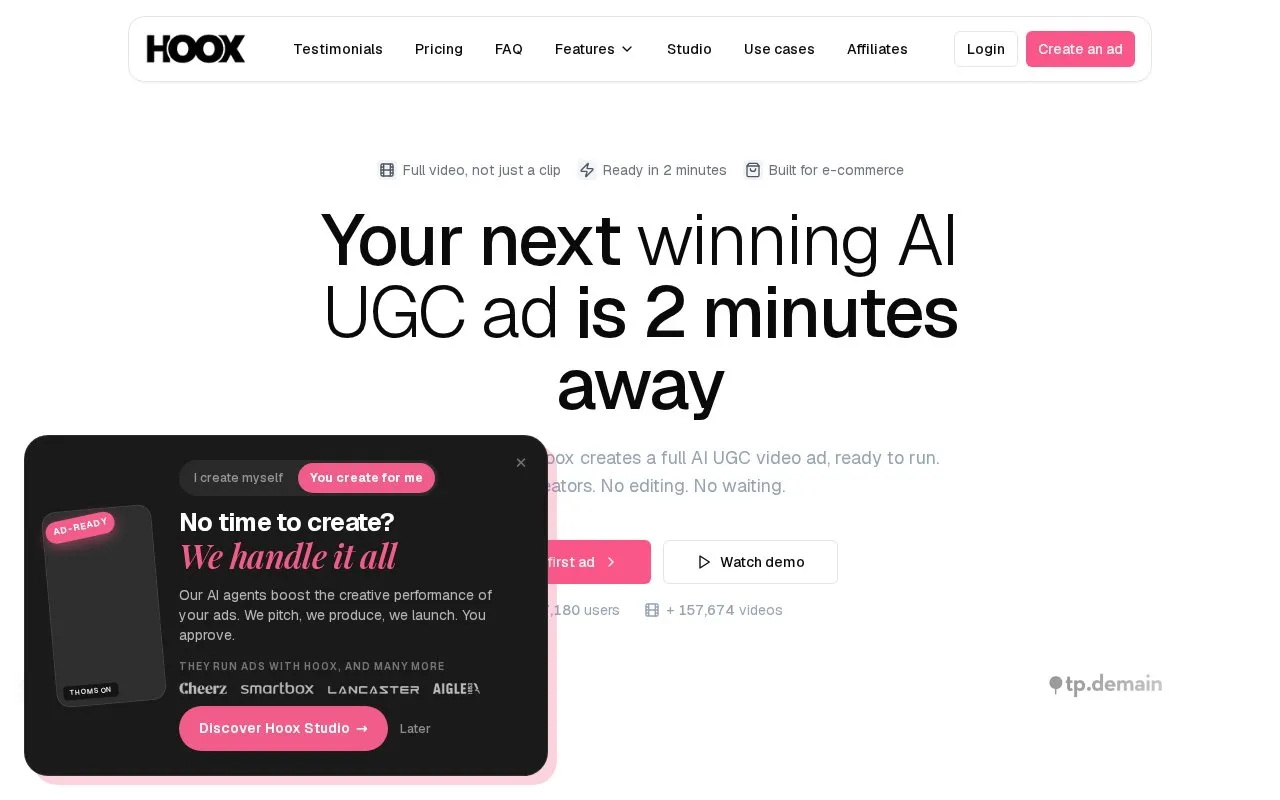 Hoox homepage screenshot