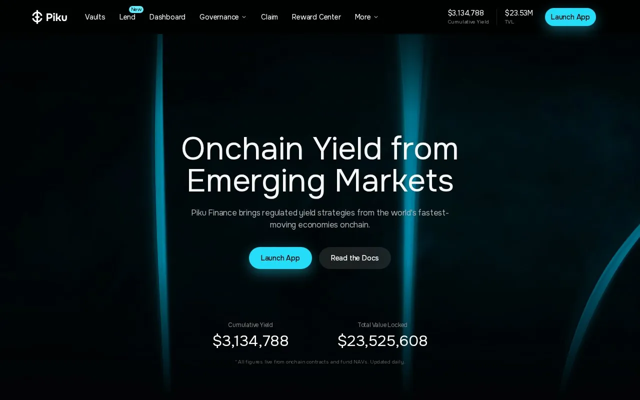 Piku Finance homepage screenshot