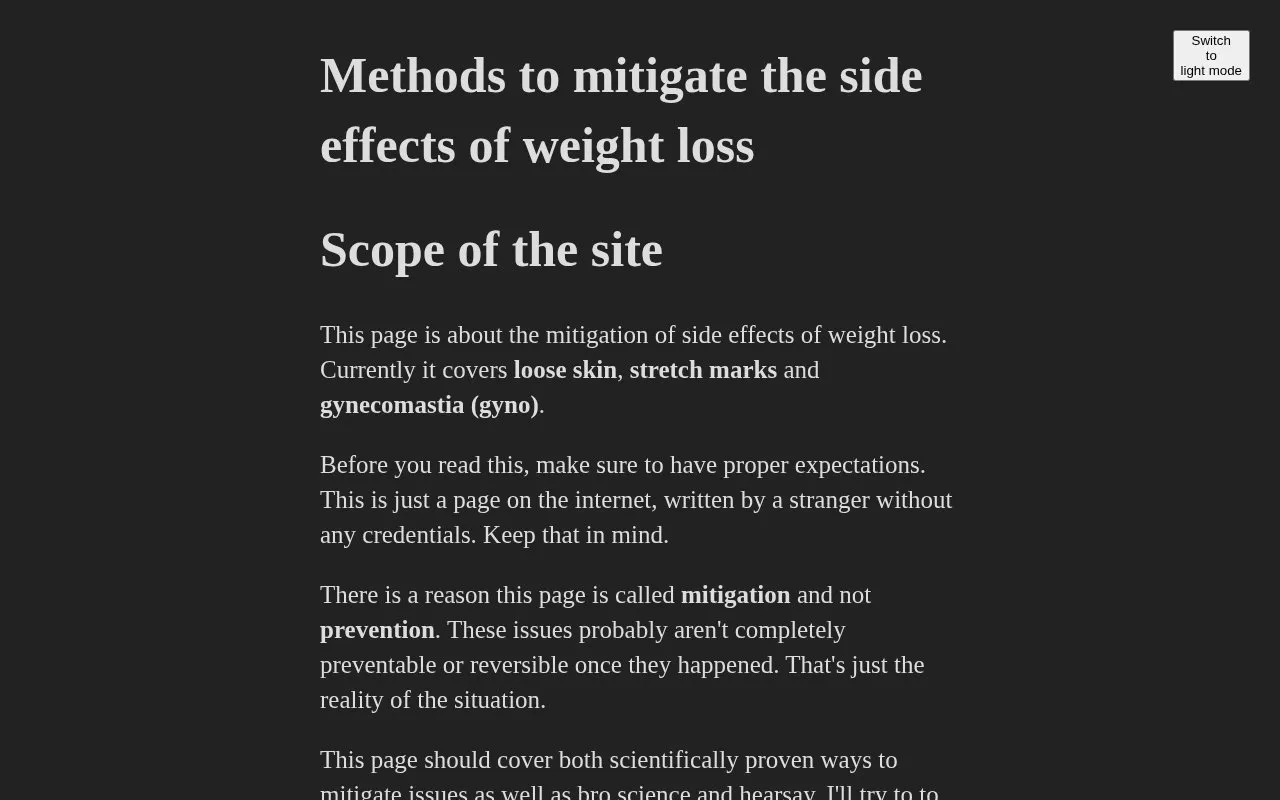 Weight Loss Side Effects homepage screenshot