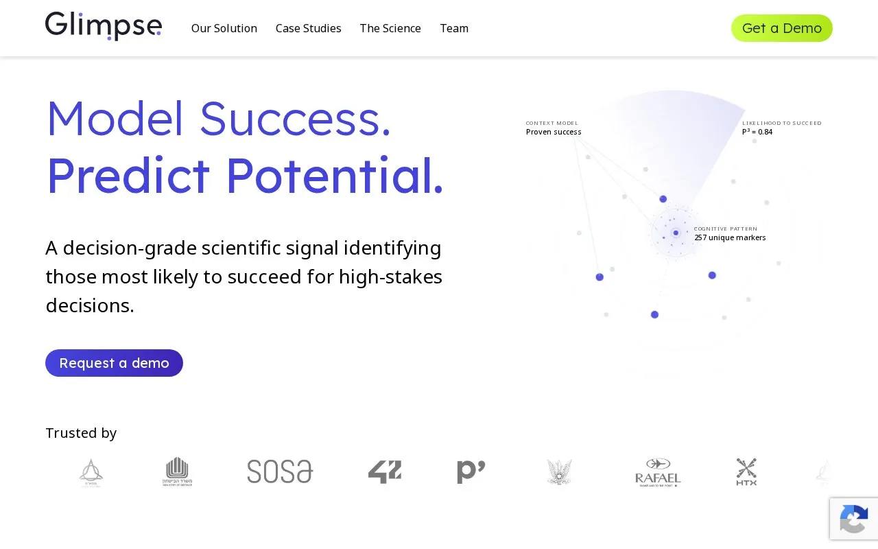 Glimpse homepage screenshot