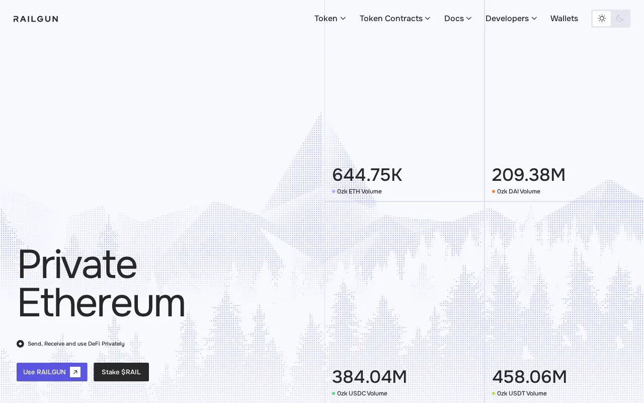RAILGUN homepage screenshot