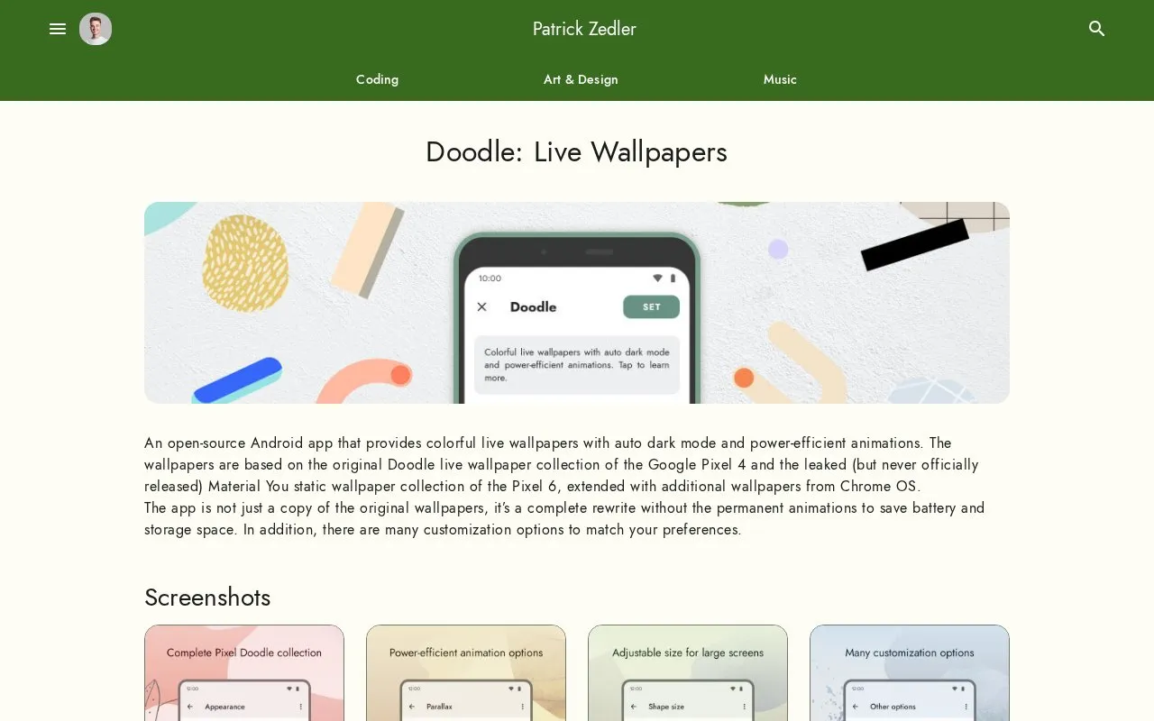 Doodle homepage screenshot