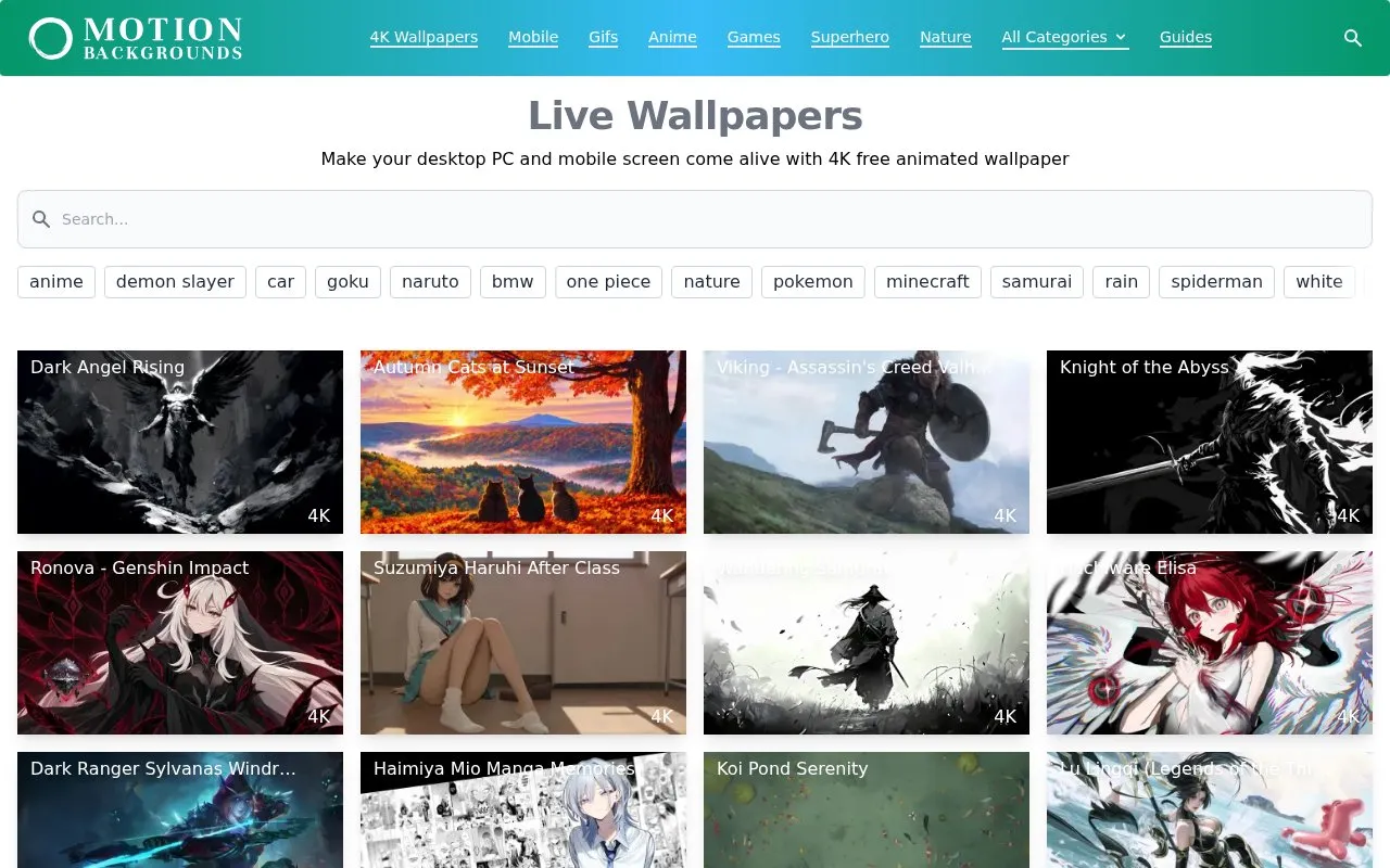 MoeWalls homepage screenshot