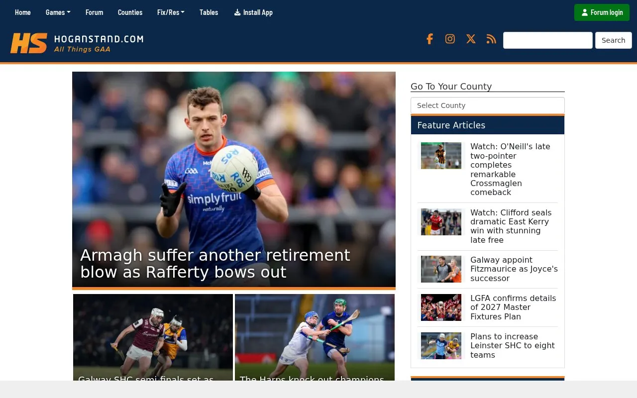 Hogan Stand homepage screenshot