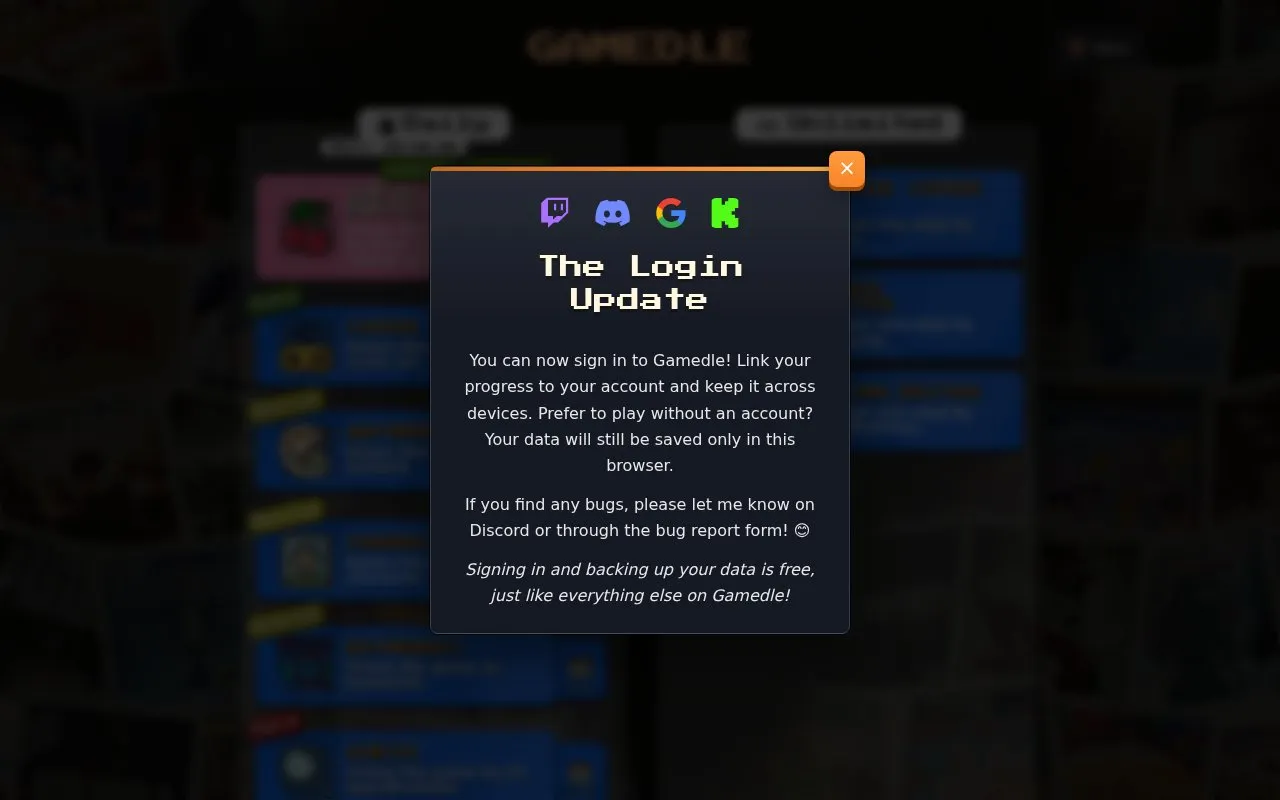 Gamedle homepage screenshot