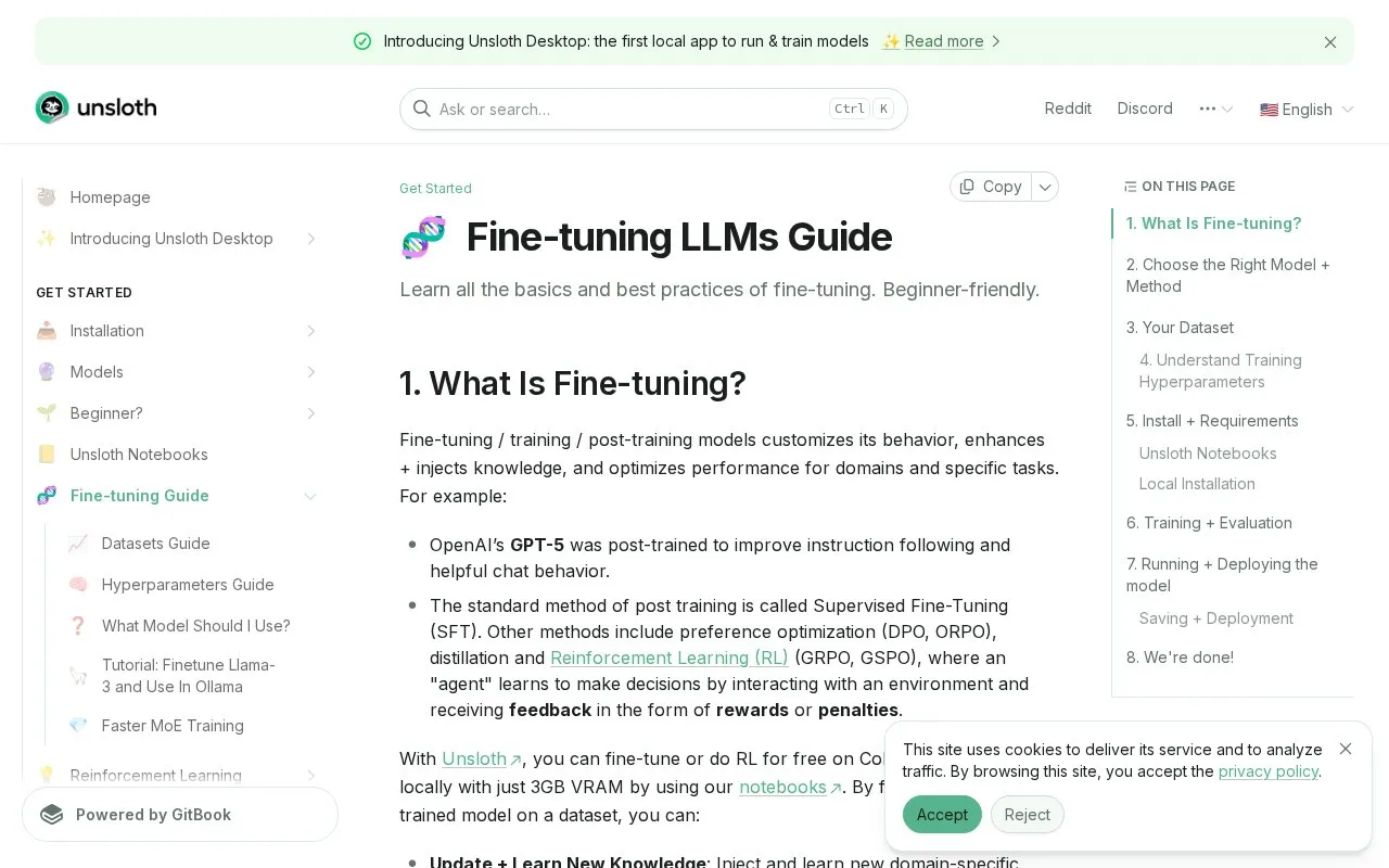Fine Tuning Guide homepage screenshot