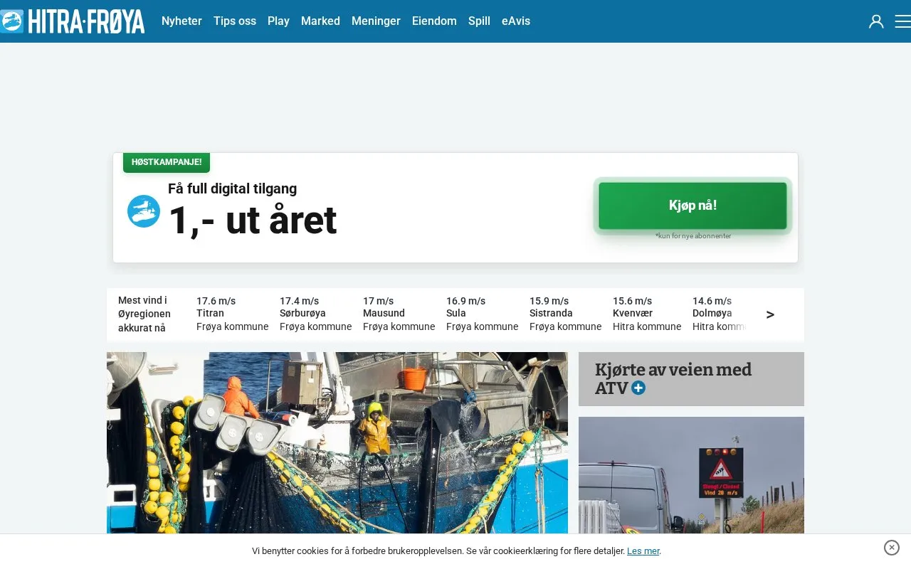 Hitra–Frøya homepage screenshot