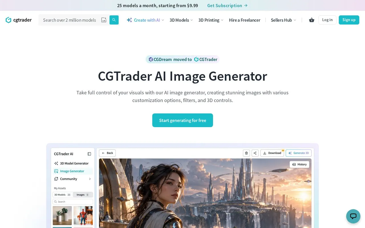 CGDream homepage screenshot