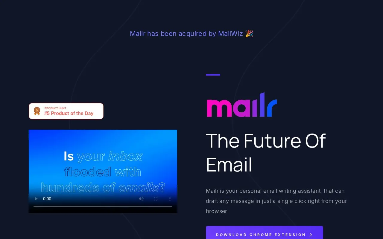 Mailr homepage screenshot