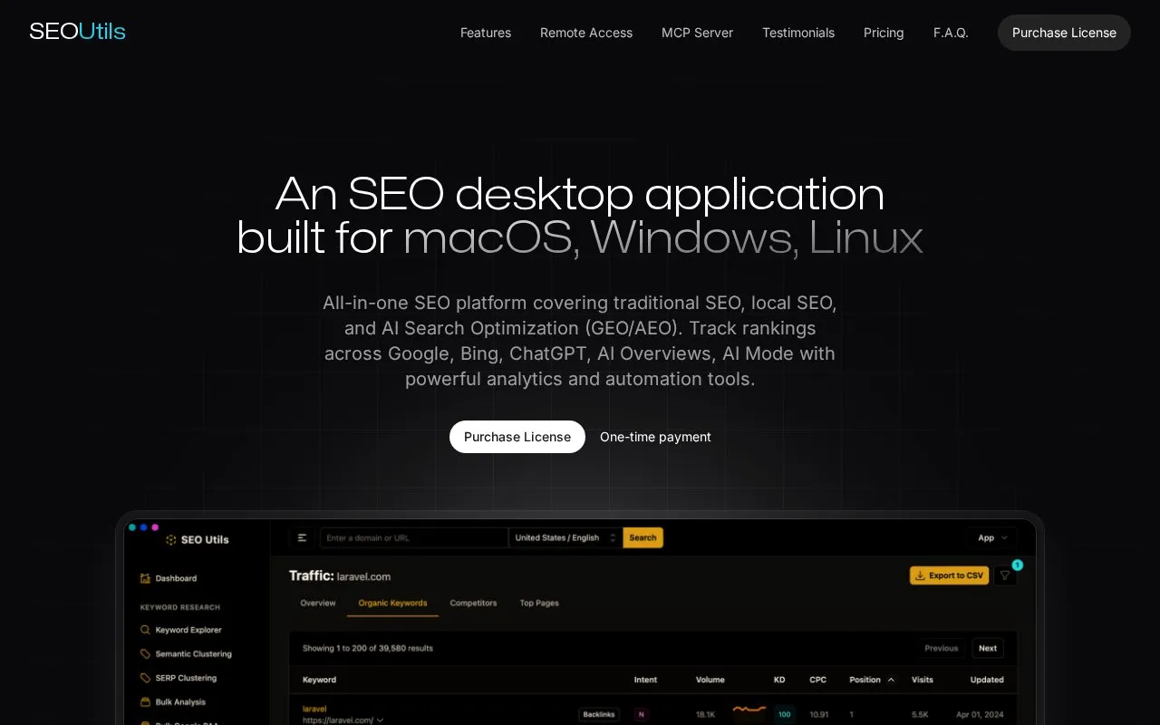 SEO Utils homepage screenshot