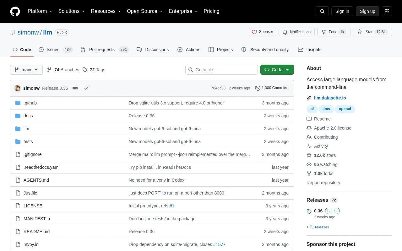 Llm homepage screenshot