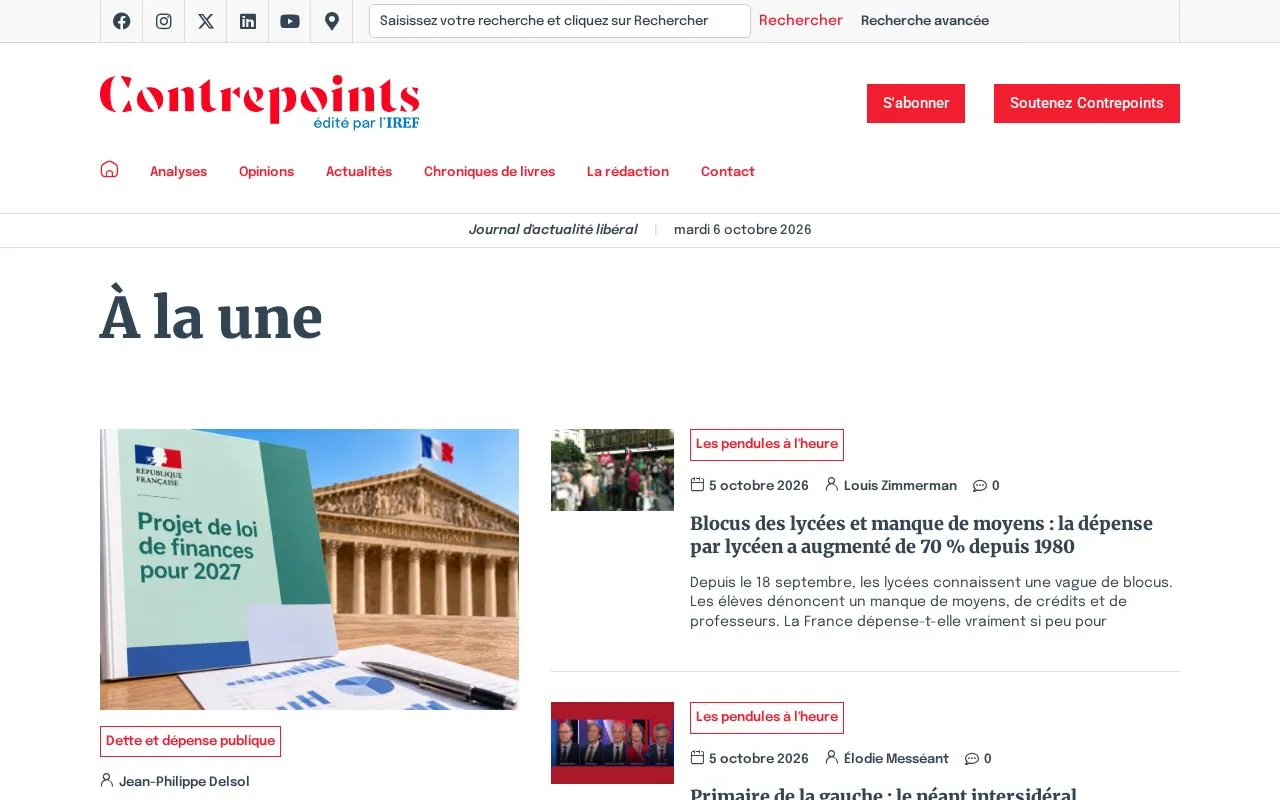 Contrepoints homepage screenshot