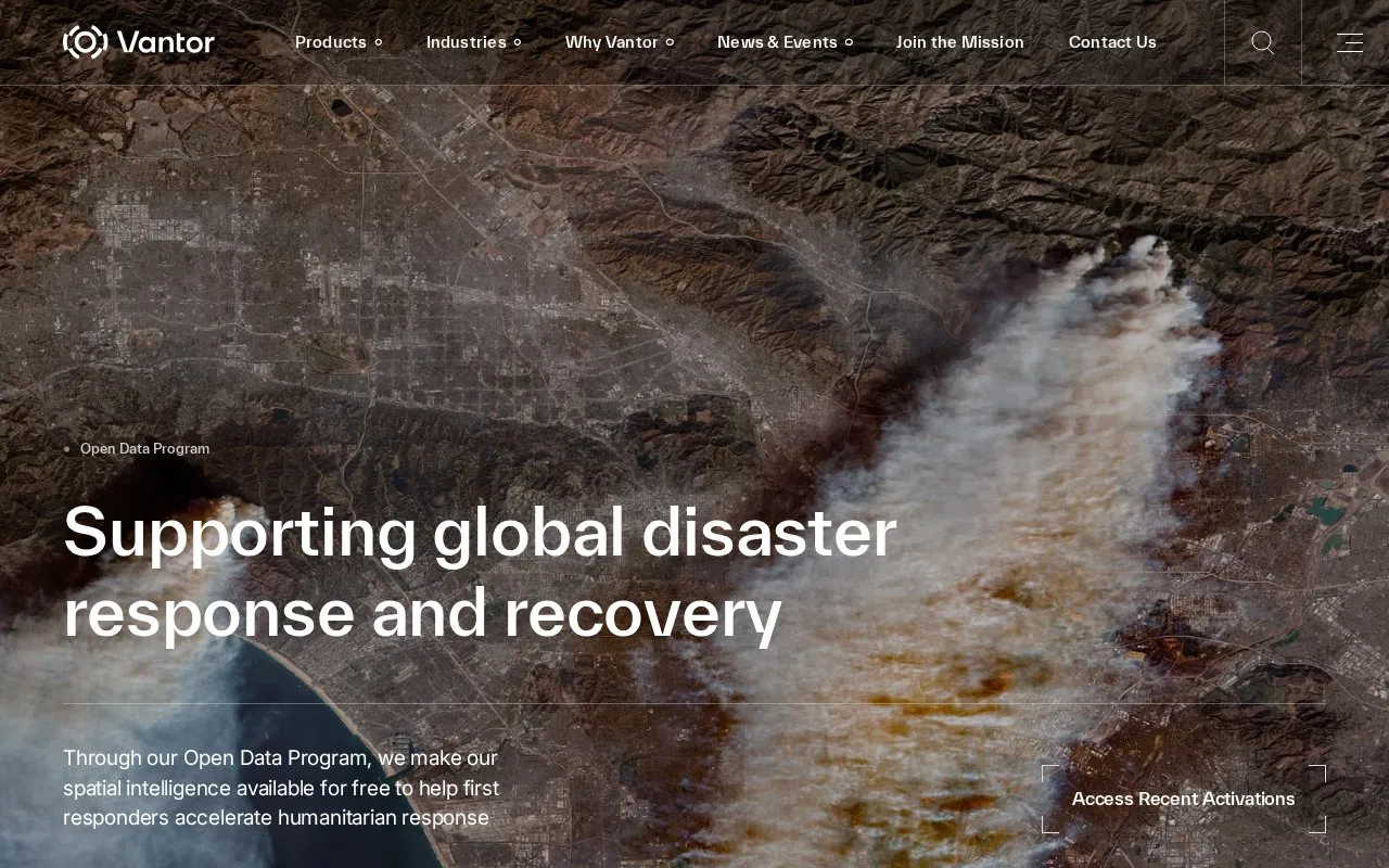 Vantor Open Data Program homepage screenshot