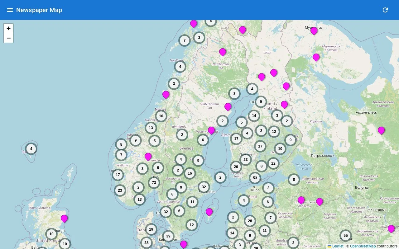 Newspaper Map homepage screenshot