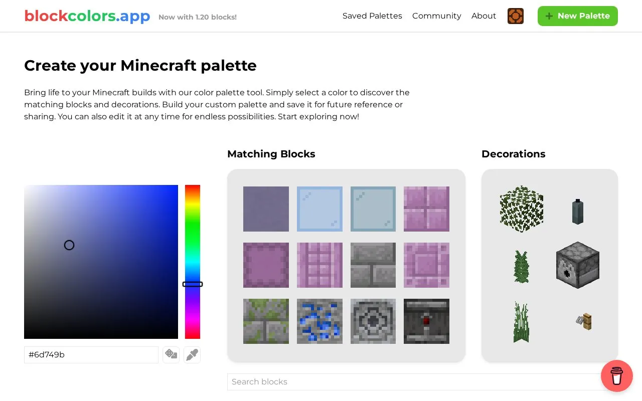 Block Colors homepage screenshot
