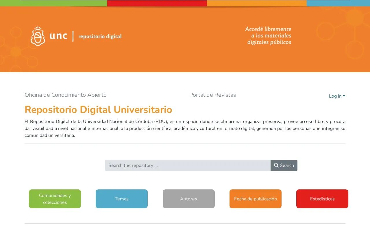 Repositorio Digital UNC homepage screenshot