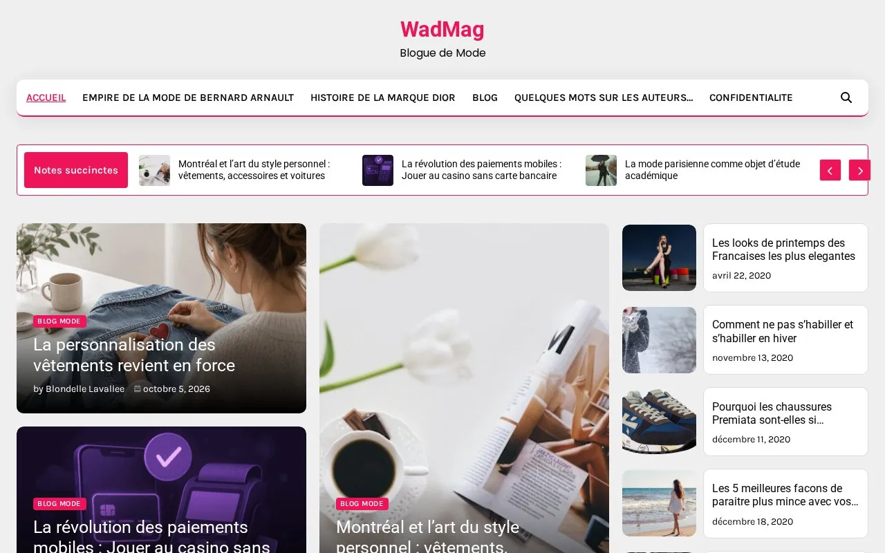 WAD homepage screenshot
