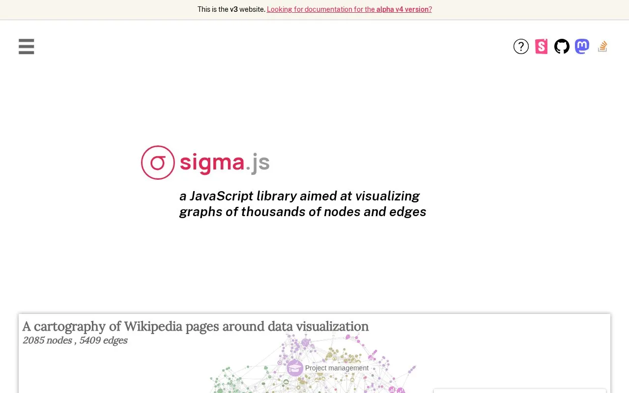 Sigma.js homepage screenshot