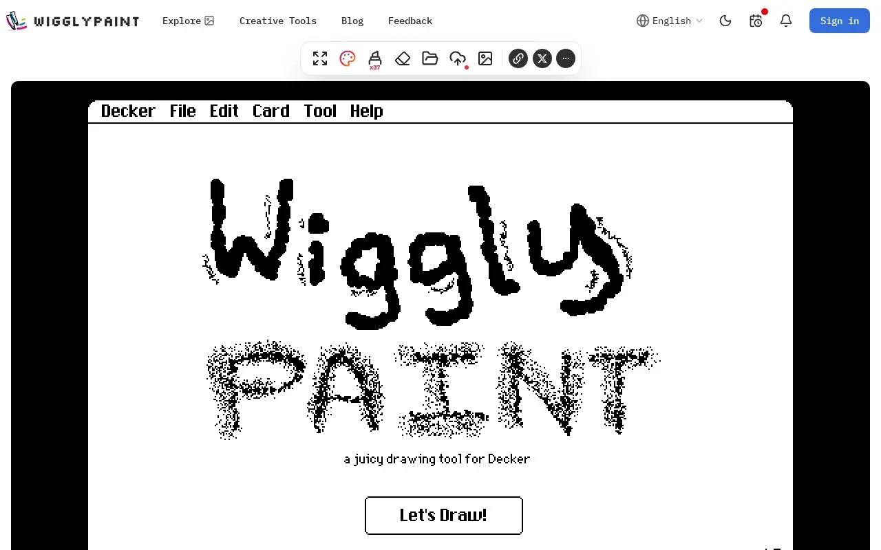Wigglypaint homepage screenshot