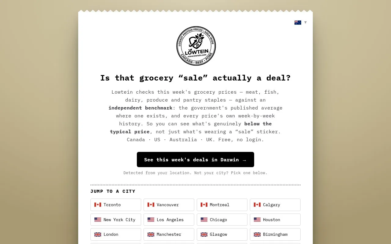 Lowtein homepage screenshot