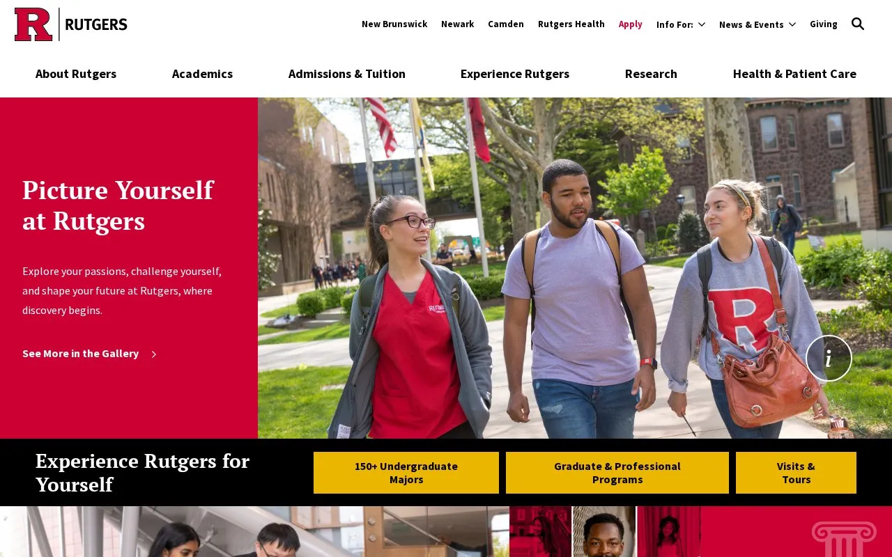 Rutgers, The State University of New Jersey homepage screenshot