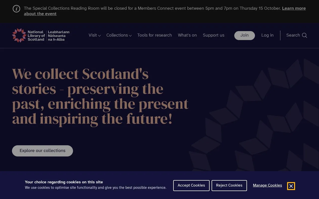 NLS homepage screenshot