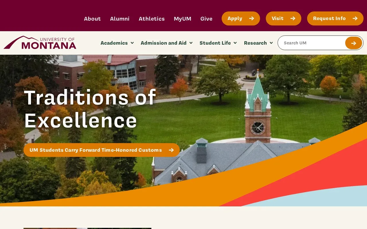 University of Montana, Missoula homepage screenshot