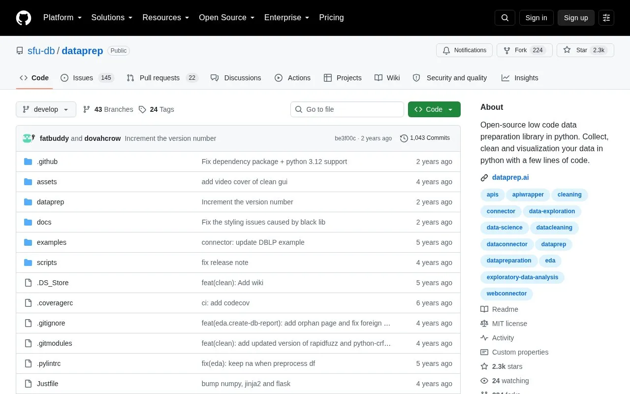 DataPrep homepage screenshot