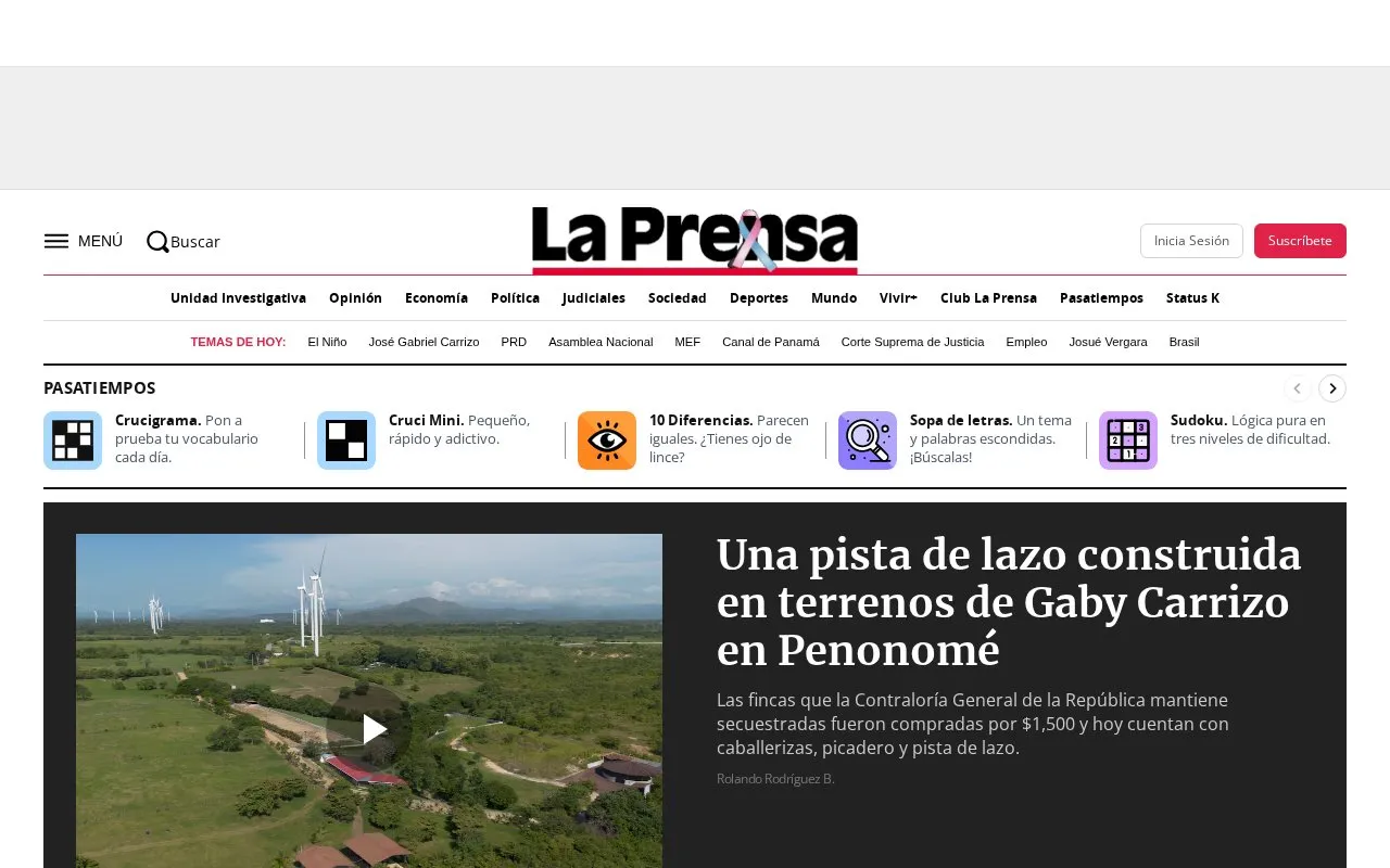 La Prensa homepage screenshot