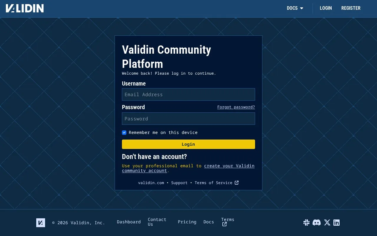 Validin homepage screenshot