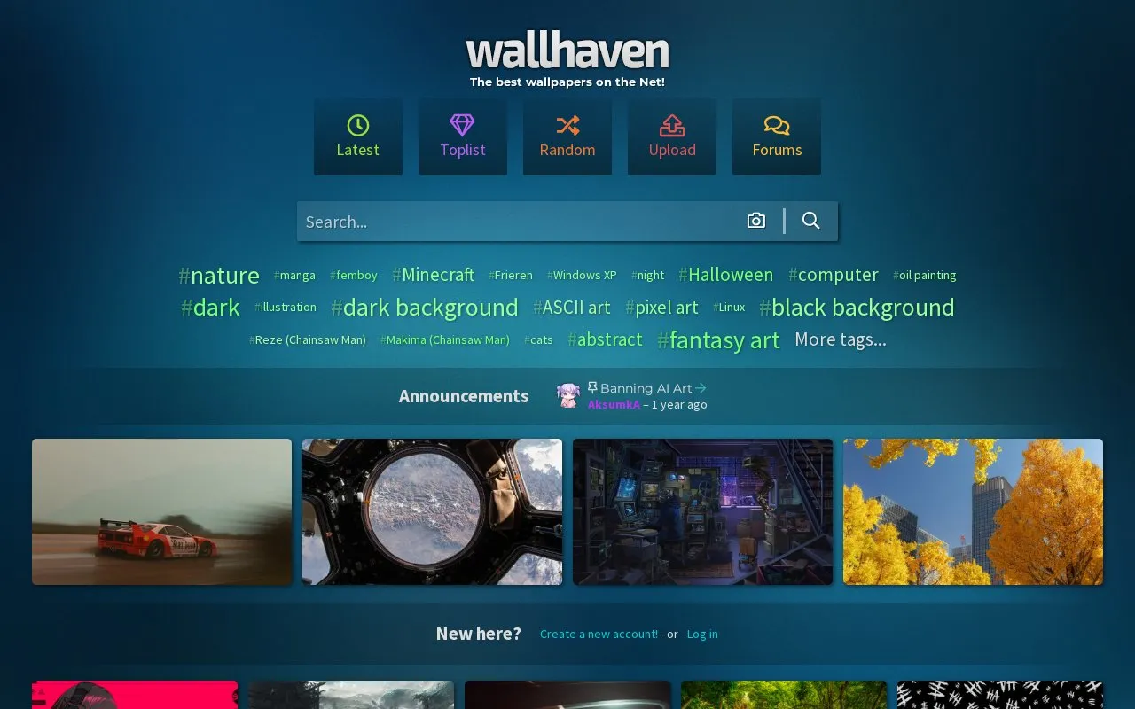 wallhaven.cc homepage screenshot