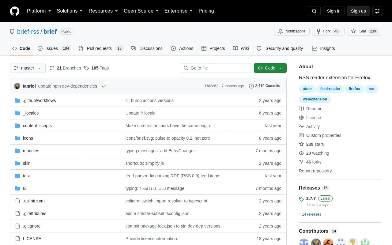 Brief homepage screenshot