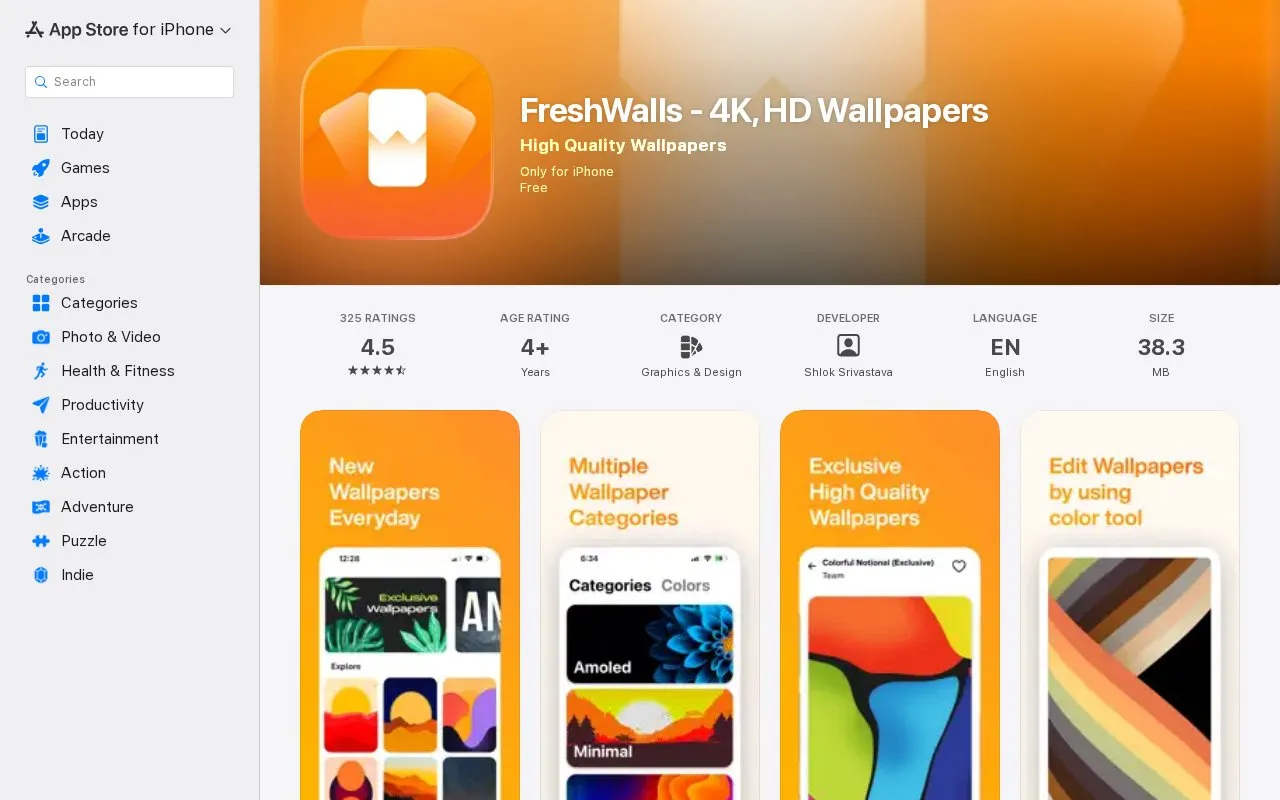 FreshWalls homepage screenshot