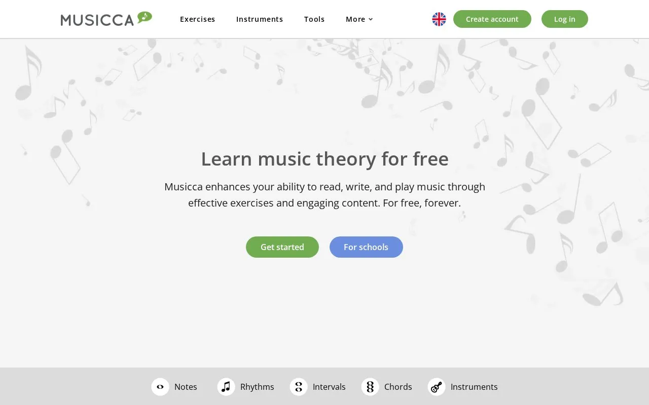 Musicca homepage screenshot