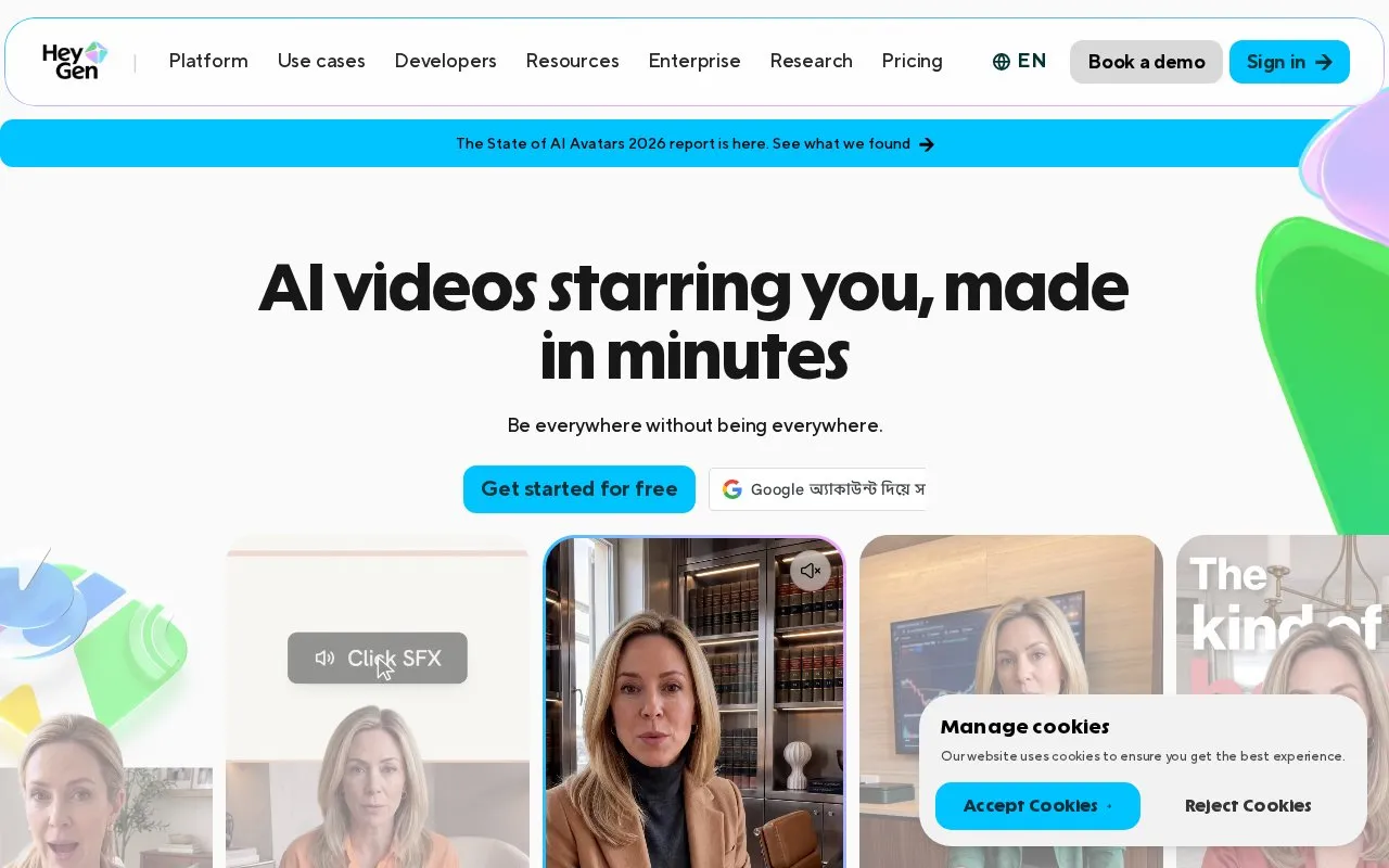 HeyGen homepage screenshot