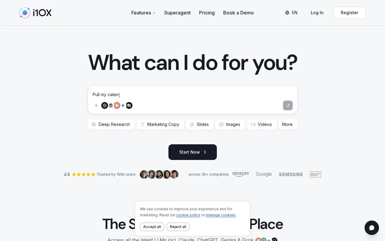 i10X homepage screenshot