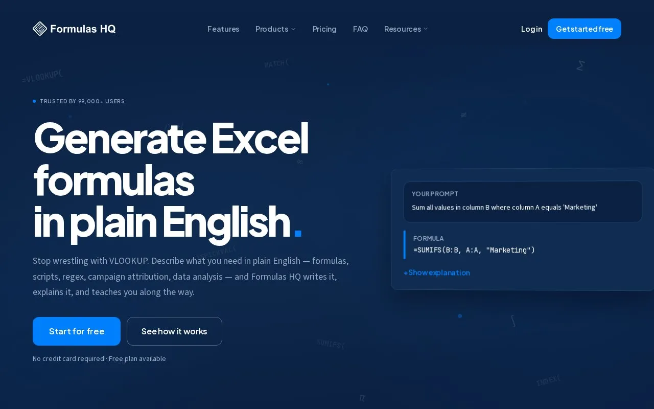 Formulas HQ homepage screenshot