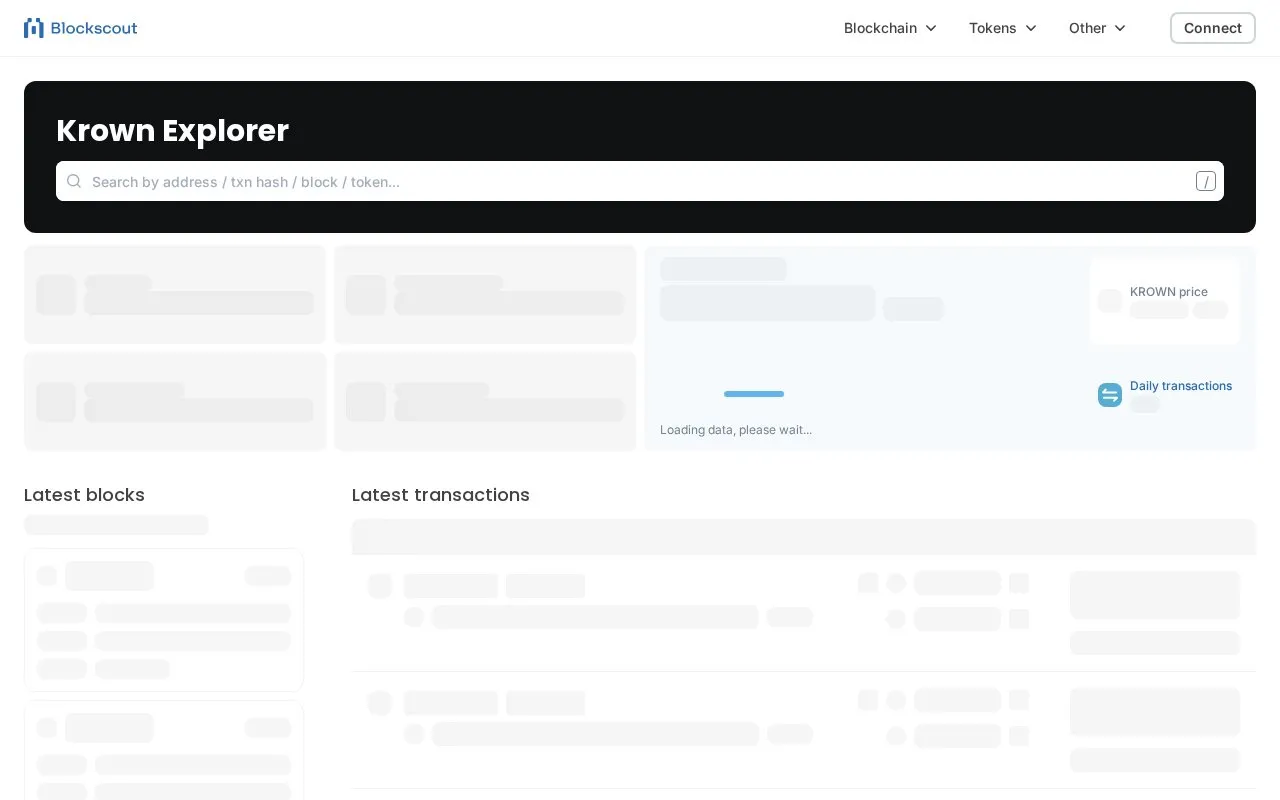 Krown Mainnet — Krown Explorer homepage screenshot