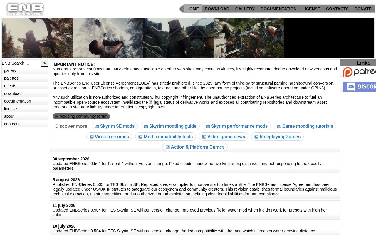 ENBSeries homepage screenshot