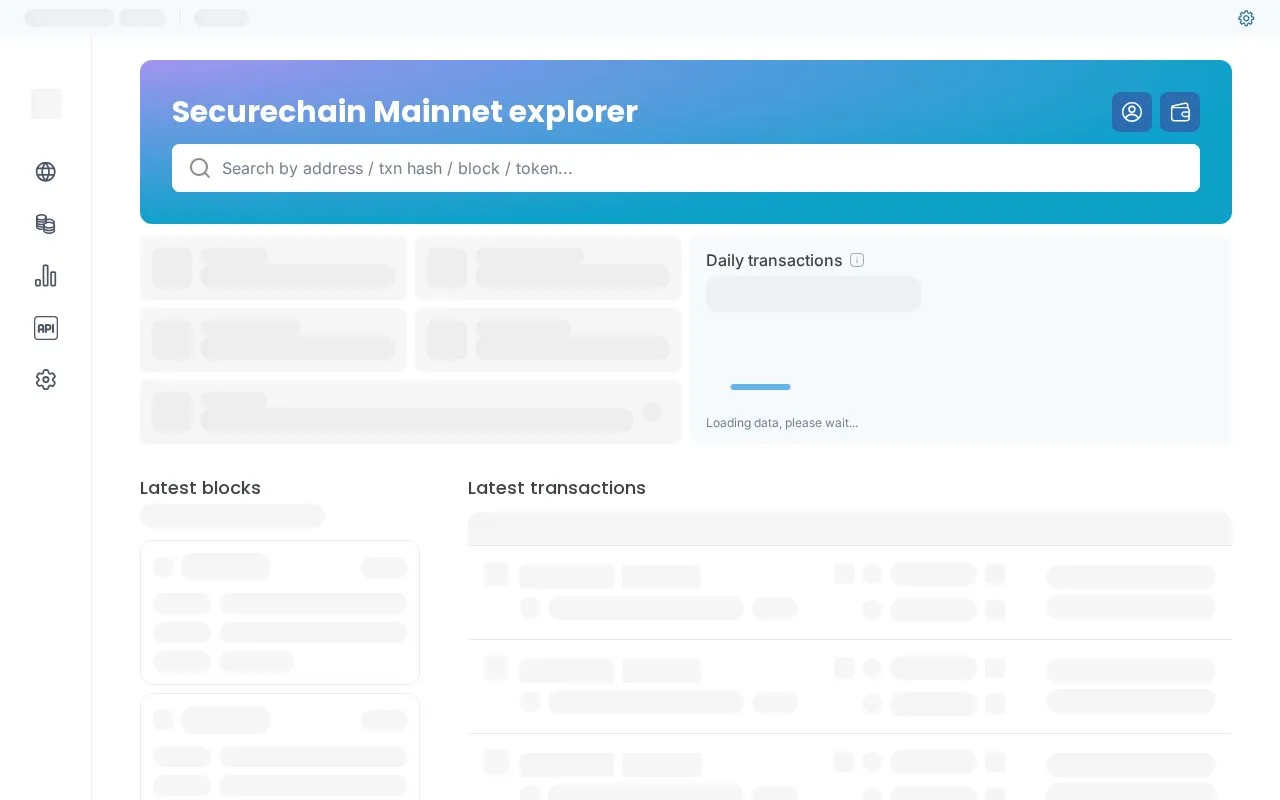 SecureChain Mainnet — SecureChain Mainnet homepage screenshot