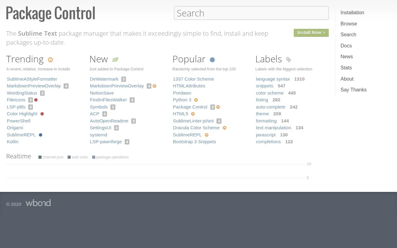 Package Manager homepage screenshot