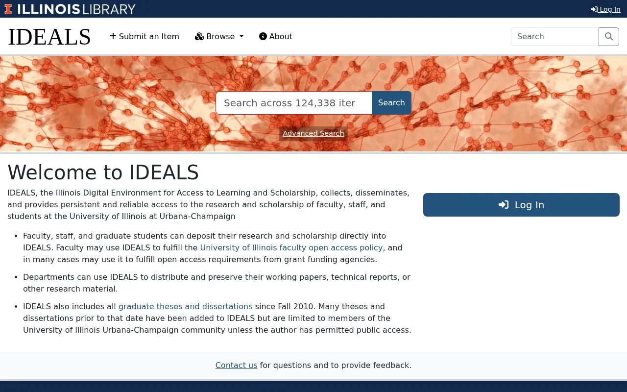 IDEALS homepage screenshot