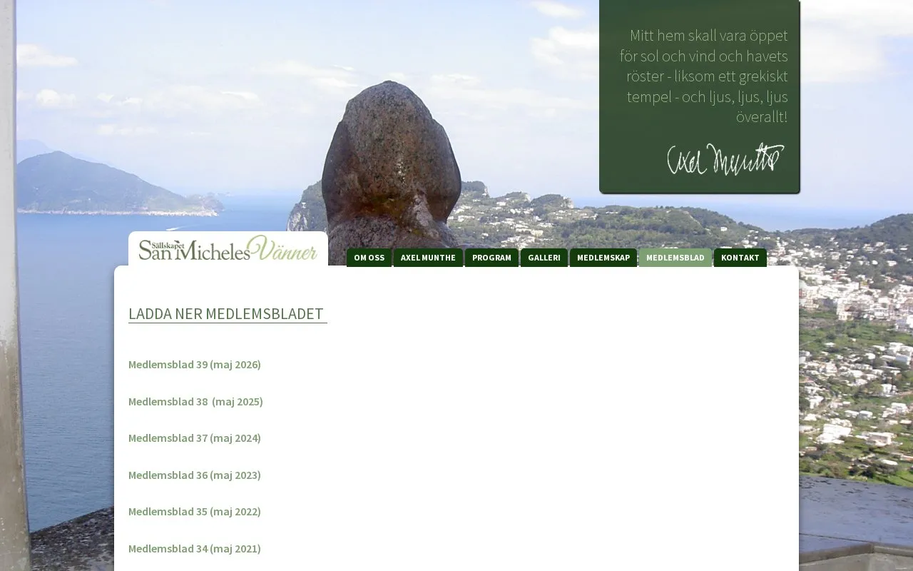 Medlemsblad Sällskapet San Micheles vänner homepage screenshot