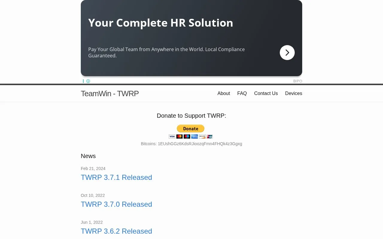 twrp homepage screenshot
