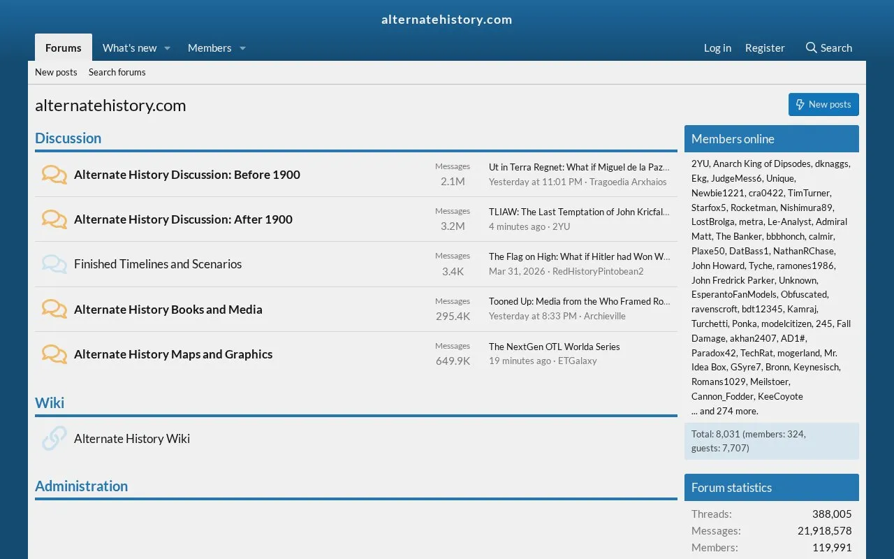 AlternateHistory homepage screenshot