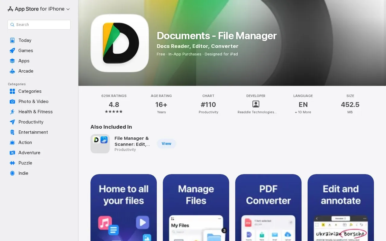 Documents homepage screenshot