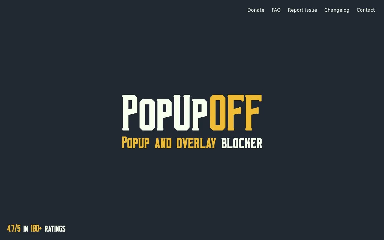 PopUpOFF homepage screenshot