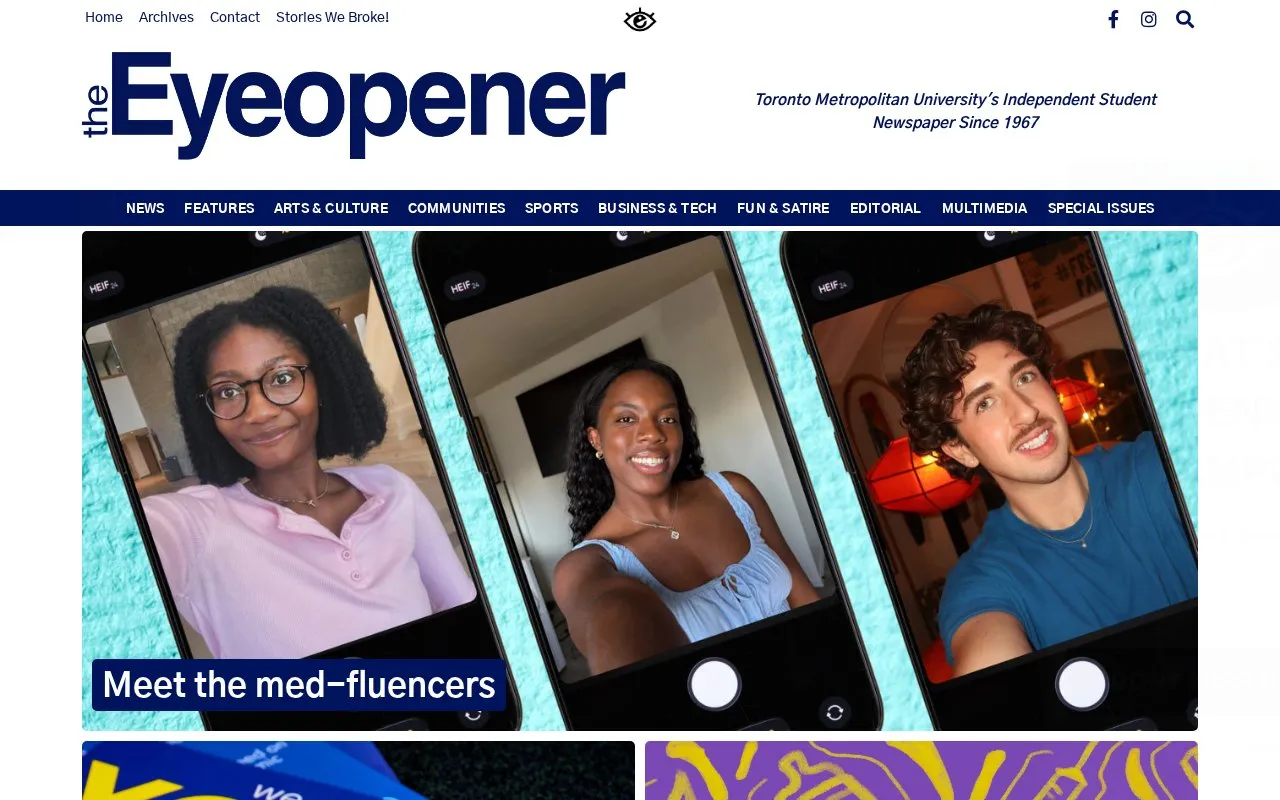 The Eyeopener homepage screenshot