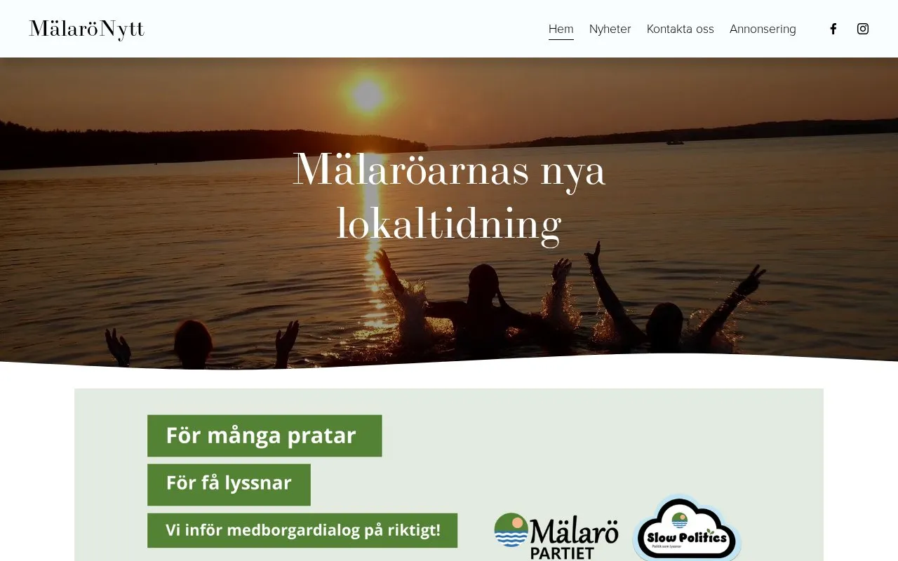 MälaröNytt homepage screenshot